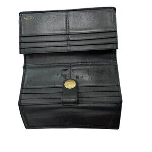 coach leather C logo tri fold checkbook wallet dollar bill checkbook size